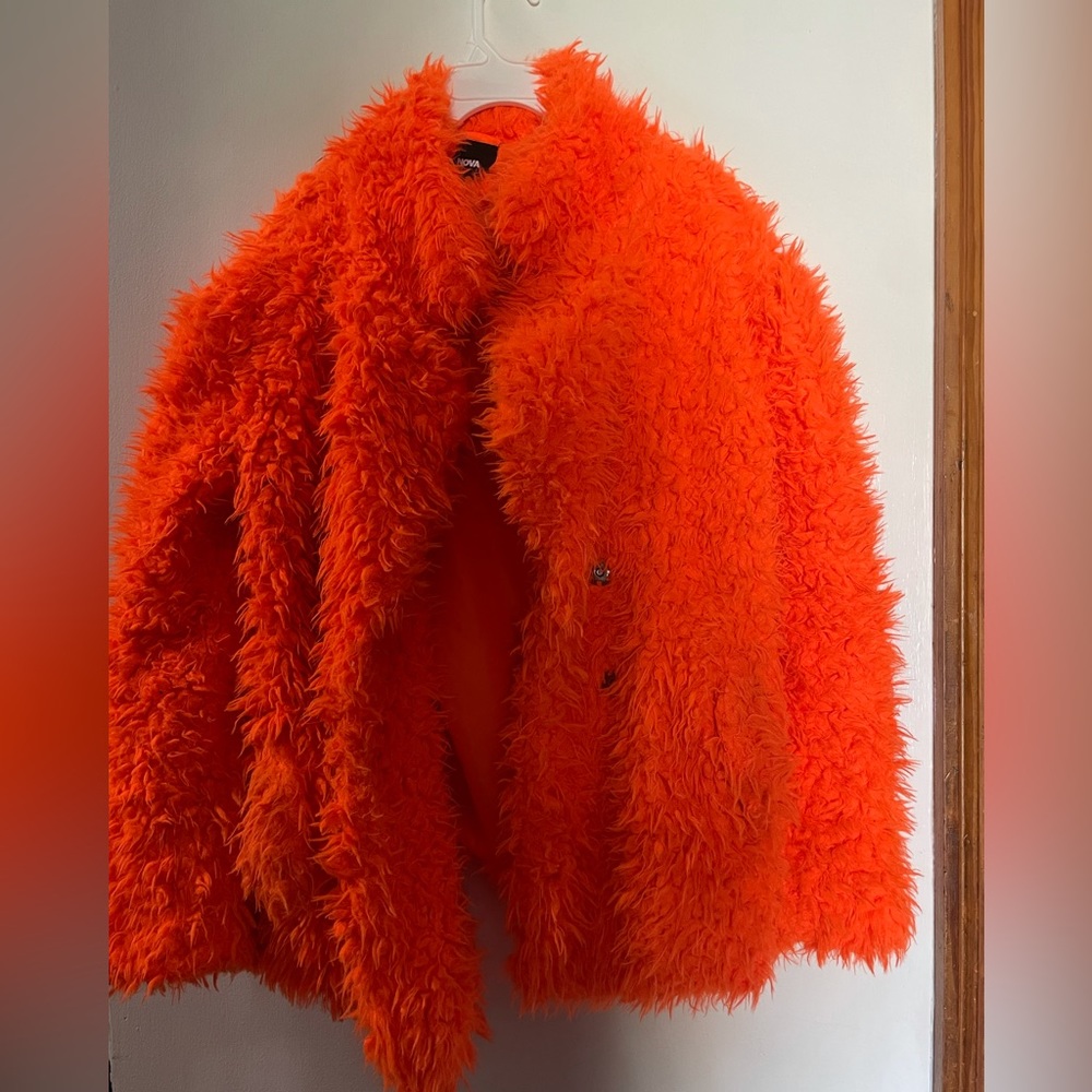 Fashion Nova orange faux fur coat